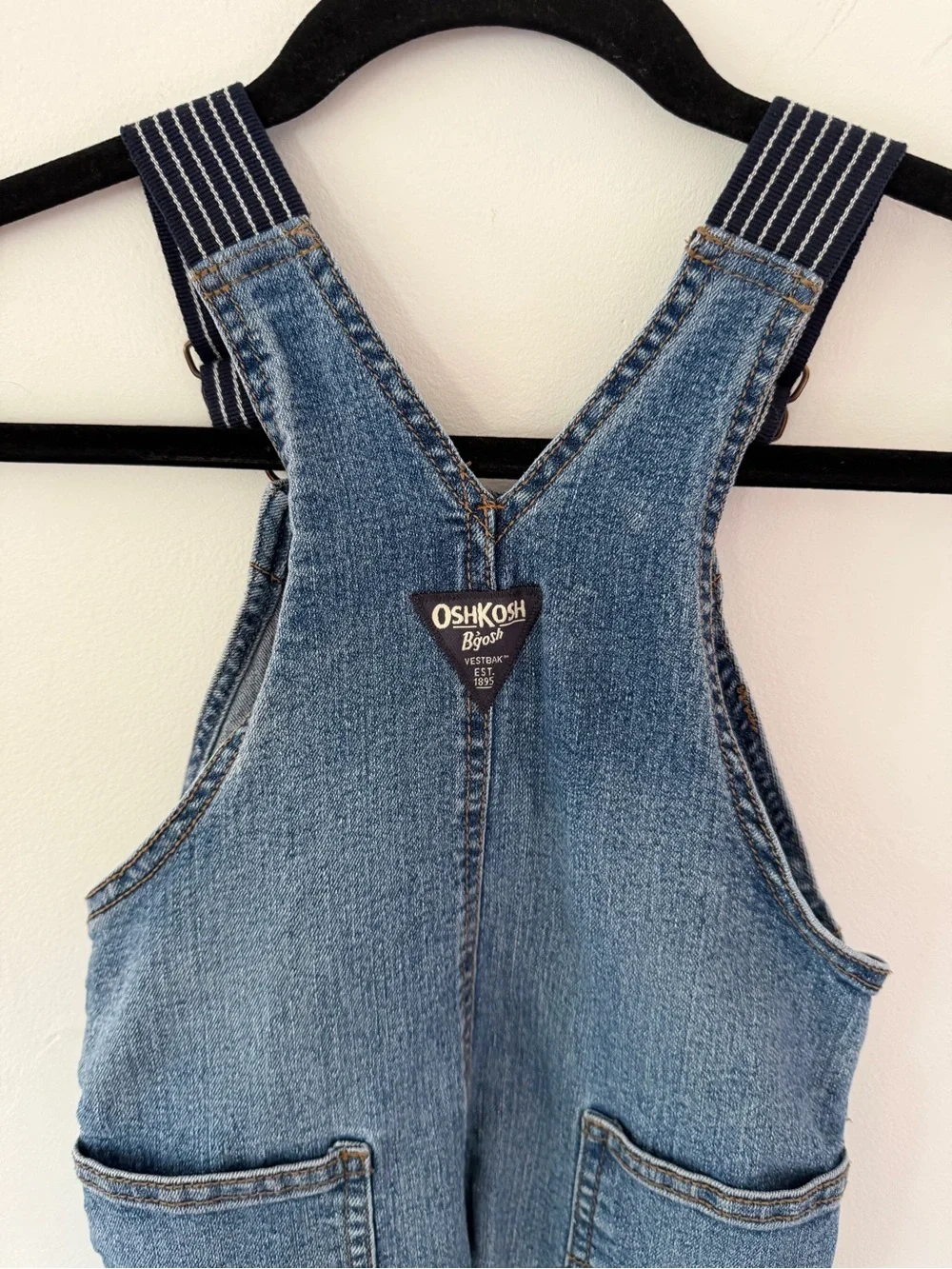OshKosh B'gosh Blue Denim Kids Overalls with Striped Straps